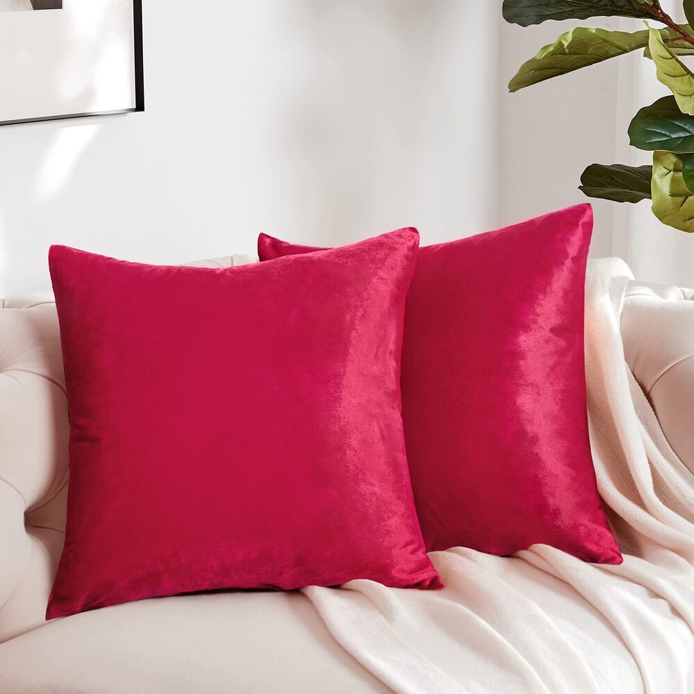 1155 Decorative Couch Throw Pillow Covers,Set of 2 Red Square Pillow